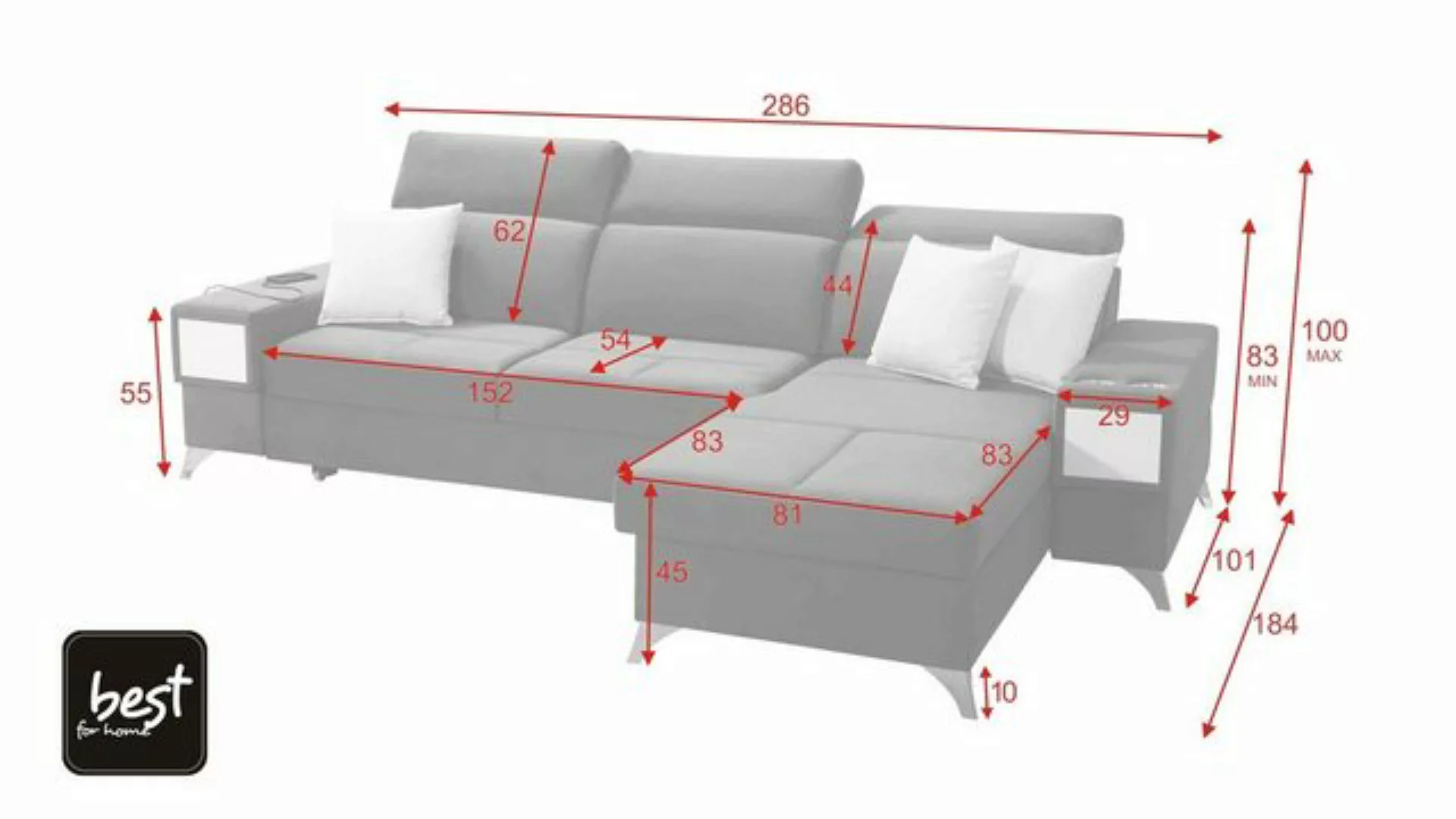 Best for Home Ecksofa Daisy I Luxus und Elegantes mit Schlaffunktion und Be günstig online kaufen