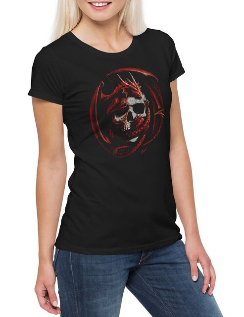 Urban Backwoods Print-Shirt Skull & Dragon Damen T-Shirt Fantasy Drache Lar günstig online kaufen