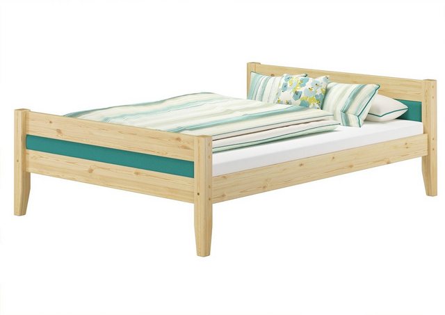 ERST-HOLZ Bett Einzelbett breites Massivholz Kiefer 120x200 Kopfteilpolster günstig online kaufen