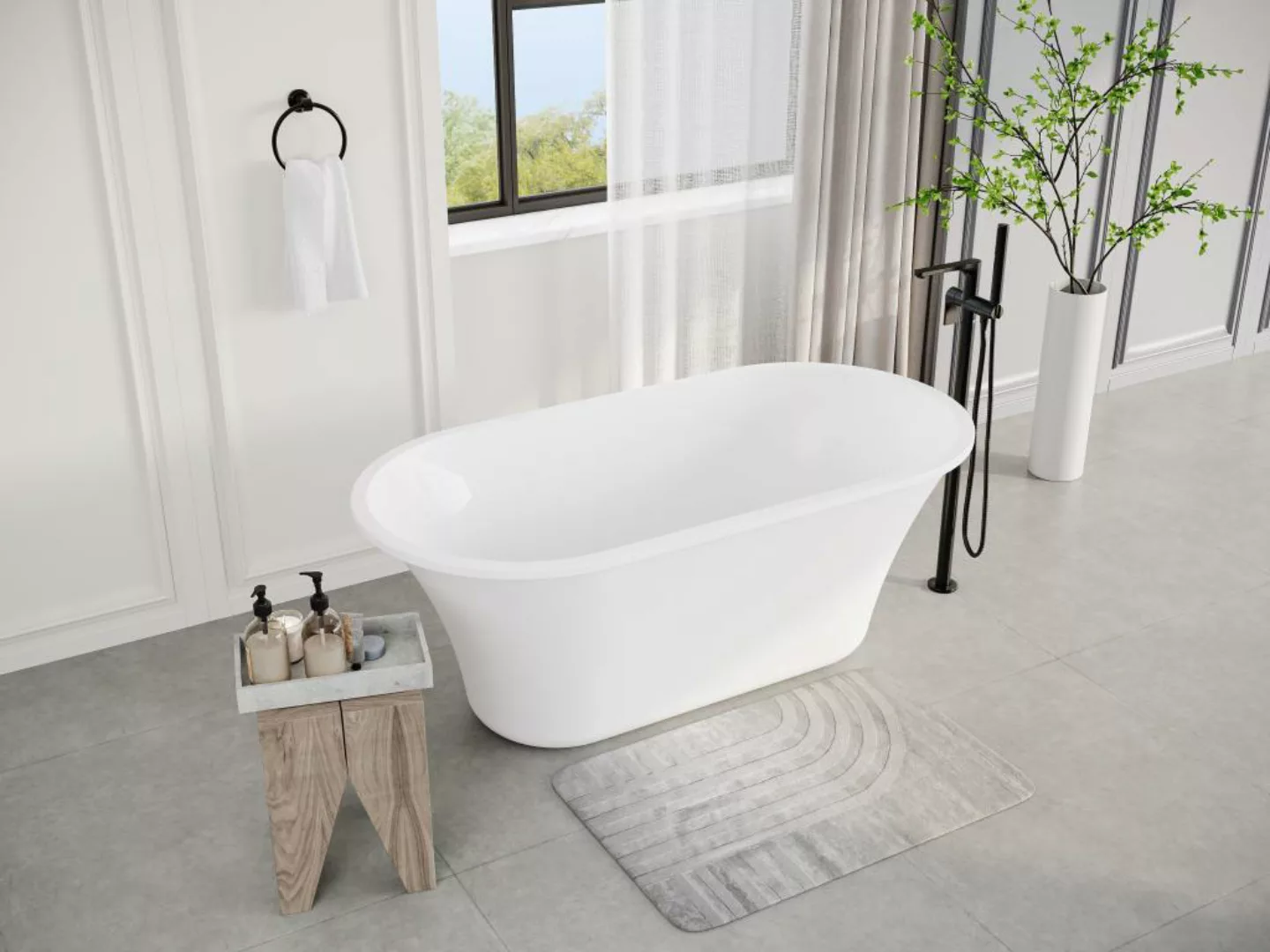 Freistehende Design-Badewanne - 193 L - 150 x 75 x 58 cm - Weiß - NOEMIE II günstig online kaufen