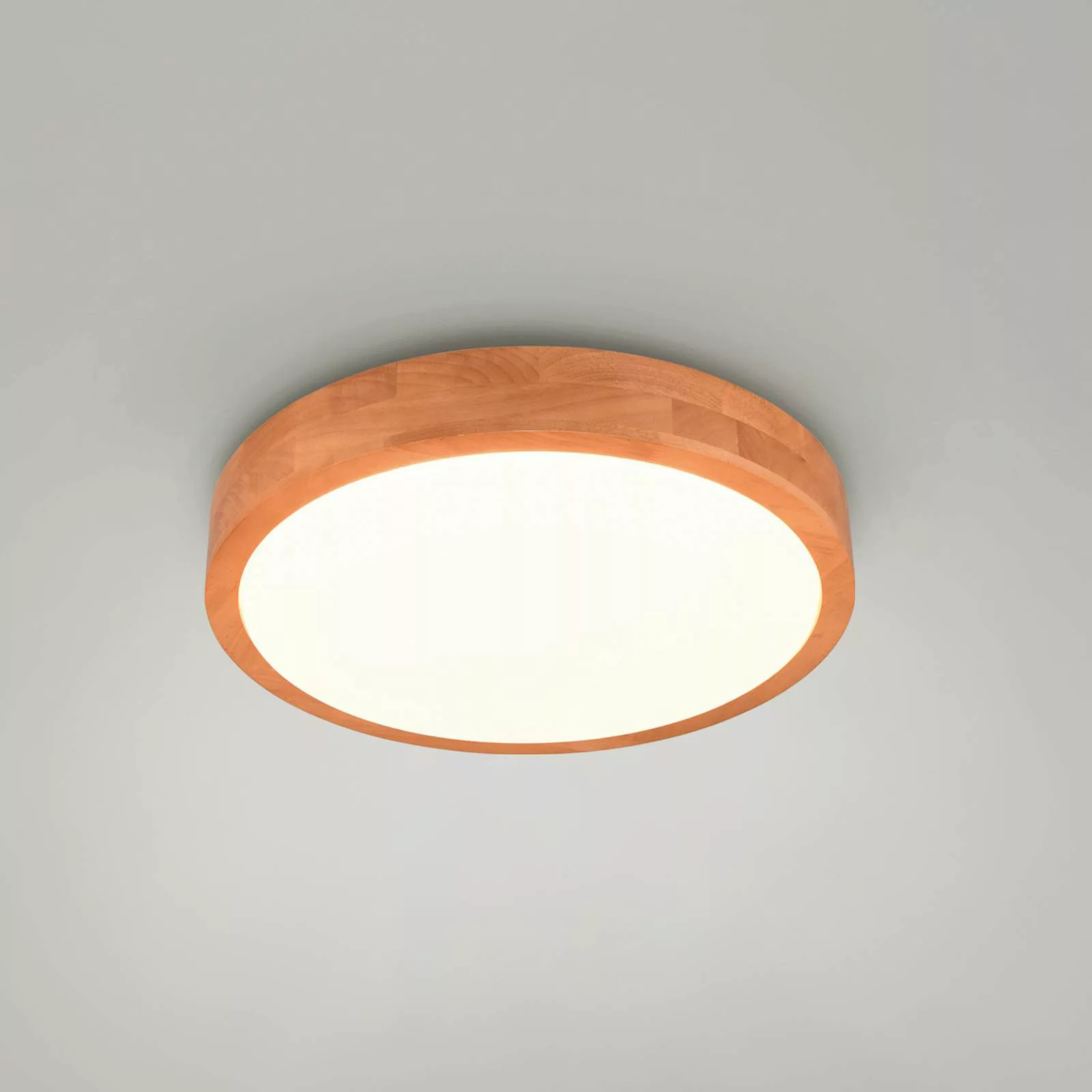 LED-Deckenleuchte Iseo, holzfarben, Ø 40 cm, dimmbar, Holz günstig online kaufen