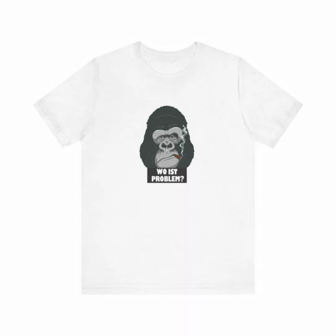 TopGekauft Print-Shirt Unisex T-Shirt Wo ist Problem Schriftzug Gorilla Auf günstig online kaufen