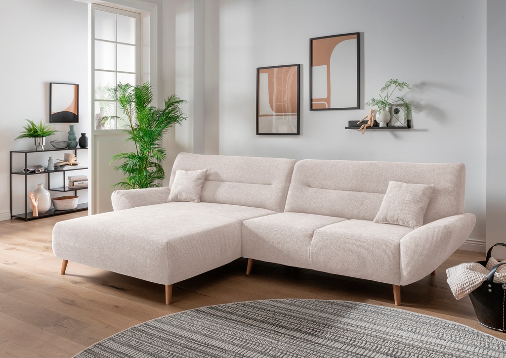 INOSIGN Ecksofa "Drago, elegant und zeitlos, komfortabel, Holzfuß, L-Form", günstig online kaufen