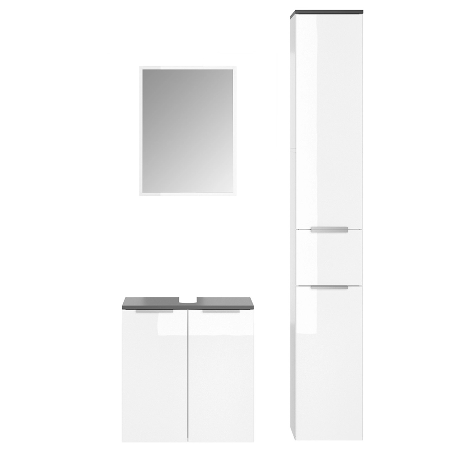 Vicco Badmöbel-Set Otis Weiß 3 Teile mit Hochschrank günstig online kaufen