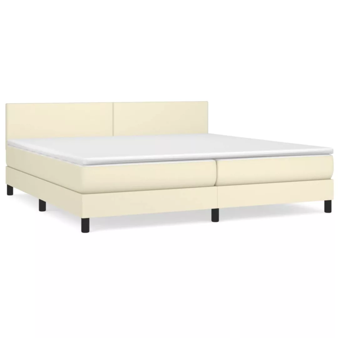 Vidaxl Boxspringbett Mit Matratze Creme 200x200 Cm Kunstleder günstig online kaufen