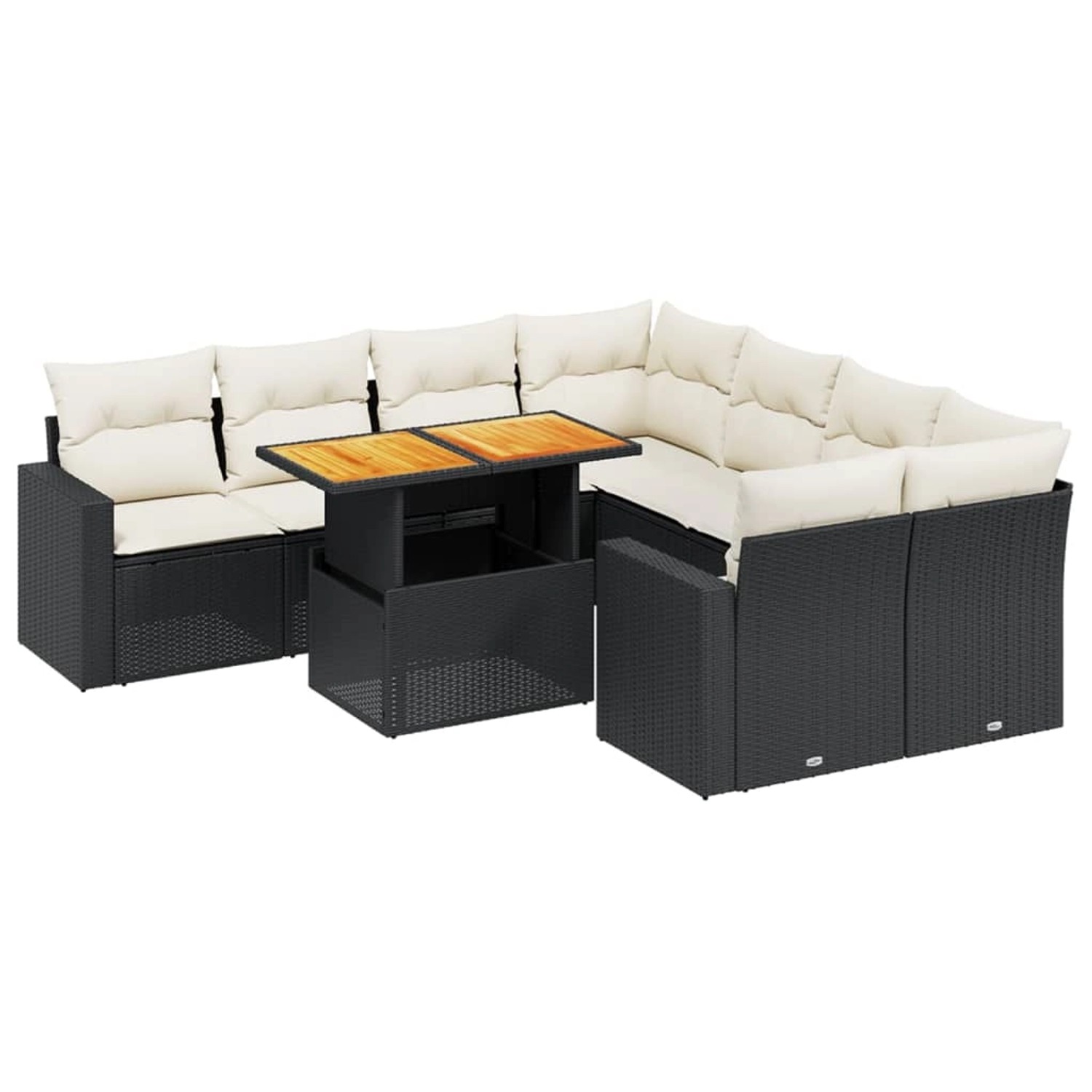 vidaXL 9-Tlg Garten-Sofagarnitur mit Kissen Schwarz Poly Rattan 3271238 günstig online kaufen