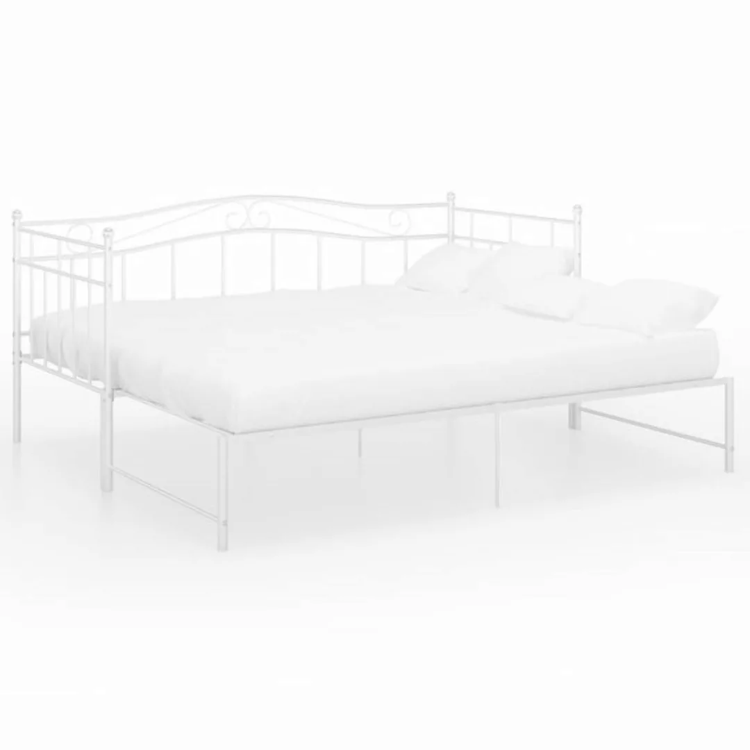 vidaXL Bettgestell Ausziehsofa Bettgestell Weiß Metall 90x200 cm Einzelbett günstig online kaufen