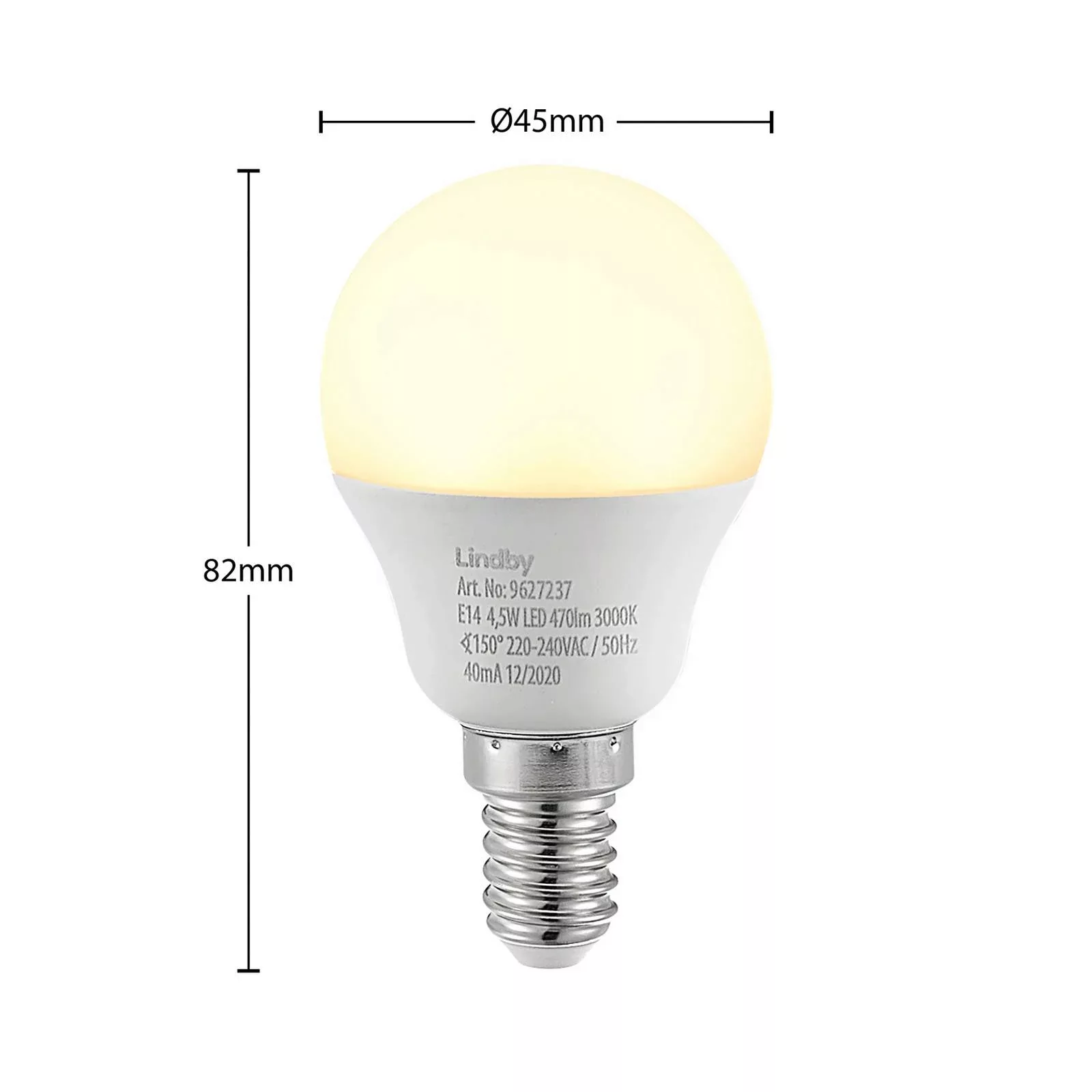 Lindby LED-Leuchtmittel, Tropfen, E14, 4,5W, opal, 3000K günstig online kaufen