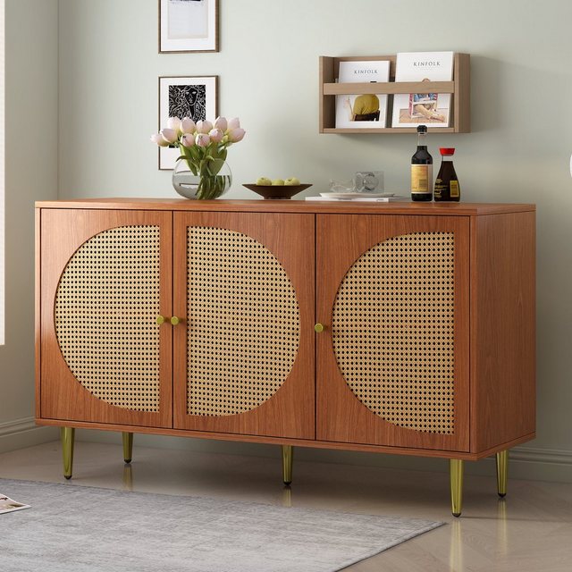 Odikalo Schuhschrank Sideboard Kommode Highboard Schrank Metallgriff Rattan günstig online kaufen