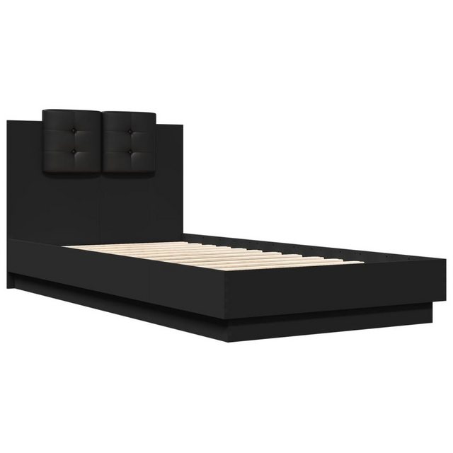 vidaXL Bett Bettgestell mit Kopfteil und LED-Leuchten Schwarz 75x190 cm günstig online kaufen
