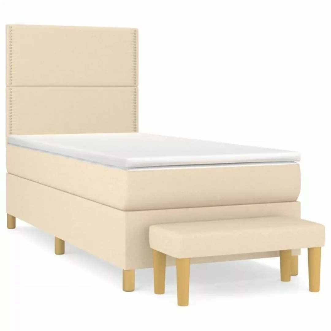 vidaXL Boxspringbett mit Matratze Creme 100x200 cm Stoff1393050 günstig online kaufen