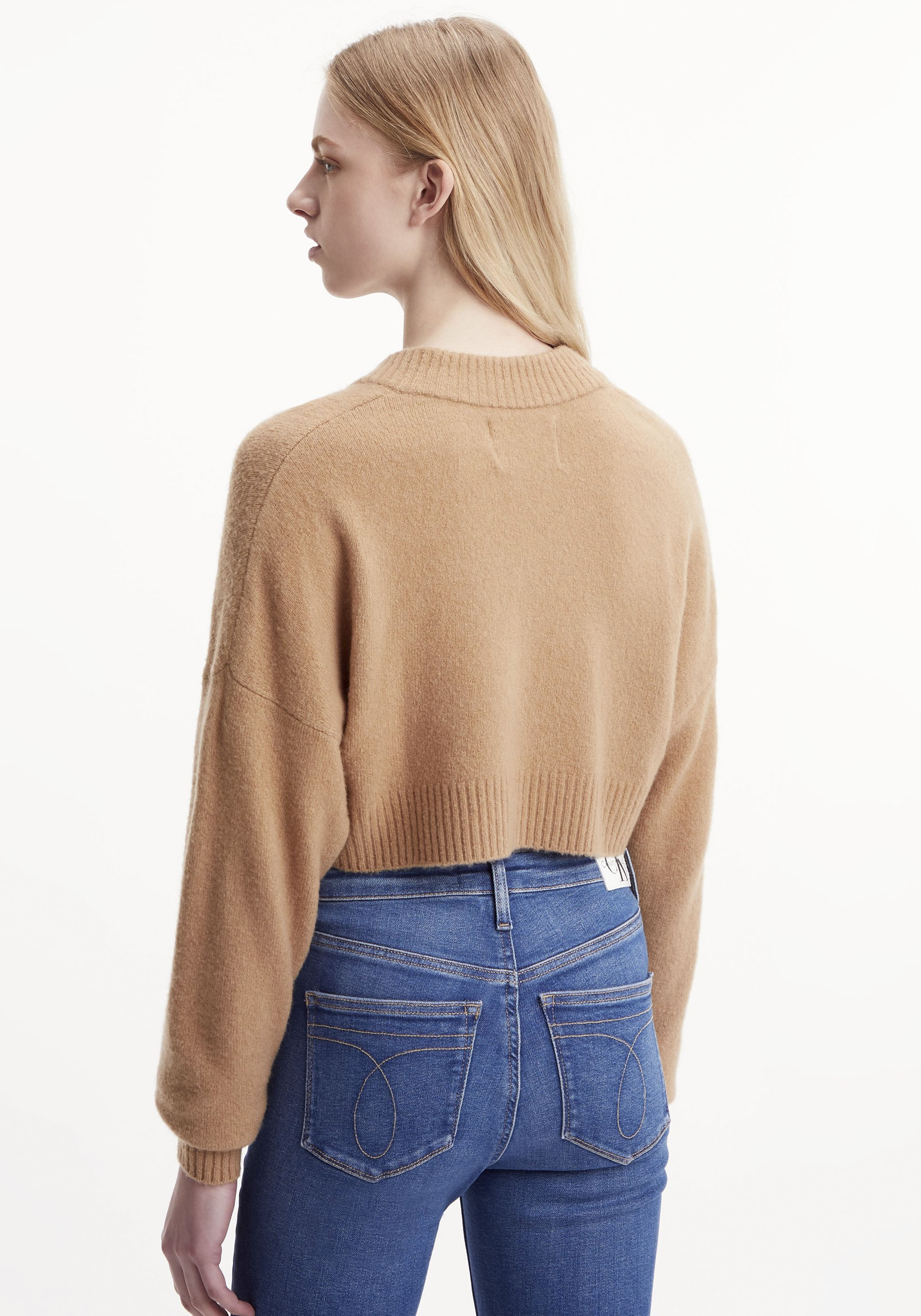 Calvin Klein Jeans Strickpullover CROPPED V-NECK SWEATER mit V-Ausschnitt günstig online kaufen