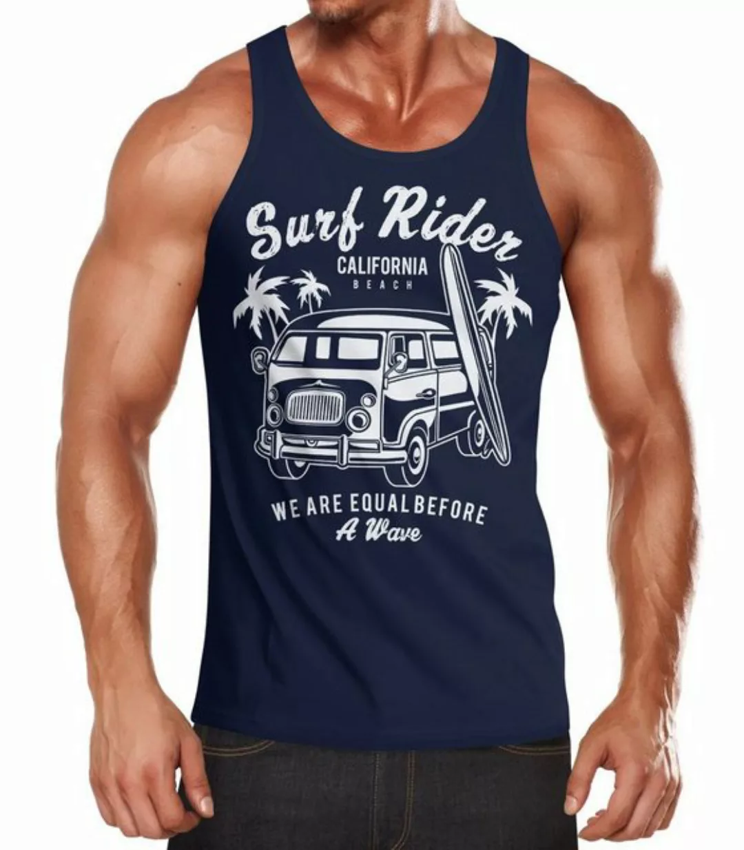 Neverless Tanktop Herren Tank Top T-Shirt Bus Surfing Retro mit Print günstig online kaufen