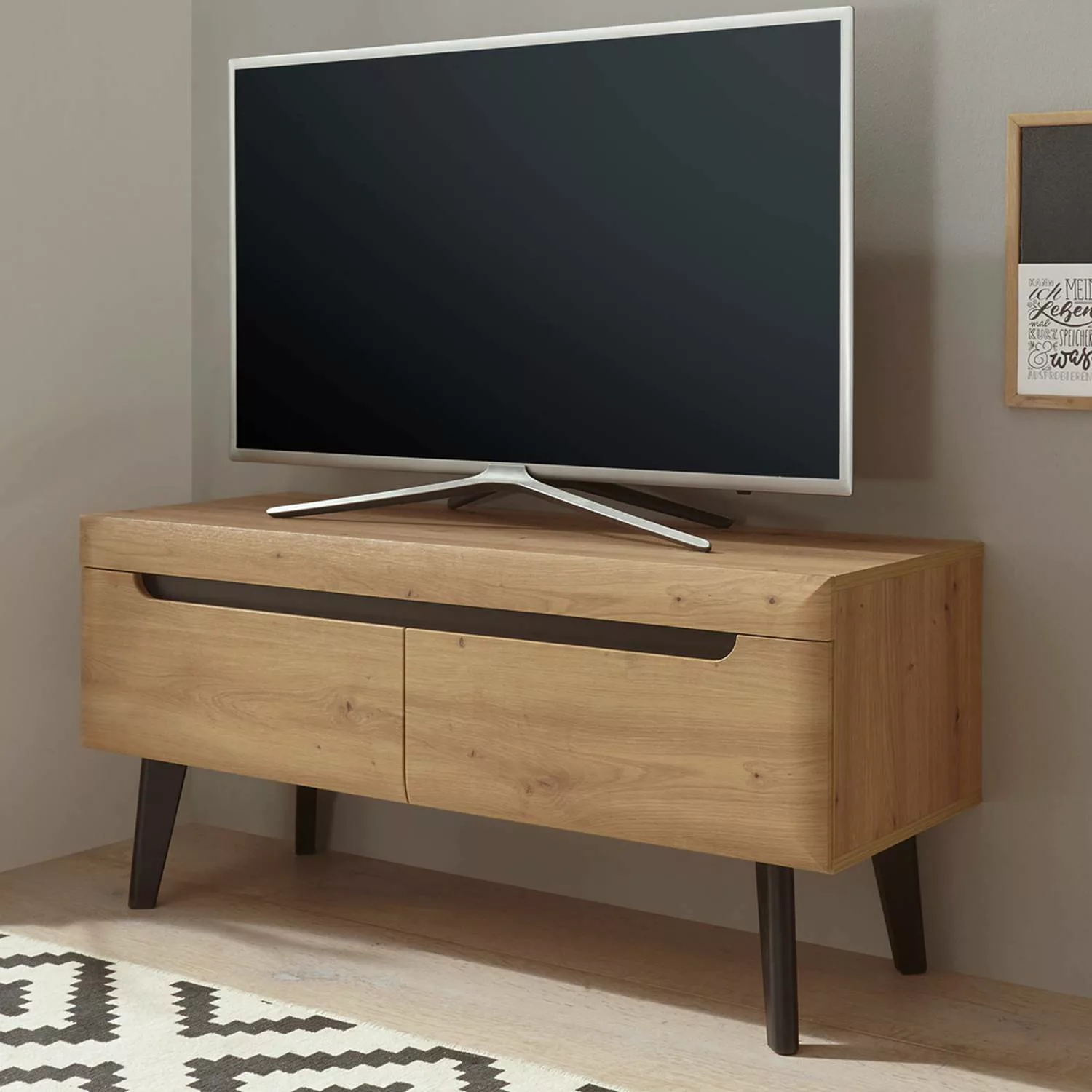 TV Lowboard im skandinavischen Design TIROL-61 Eiche Artisan mit schwarz B/ günstig online kaufen