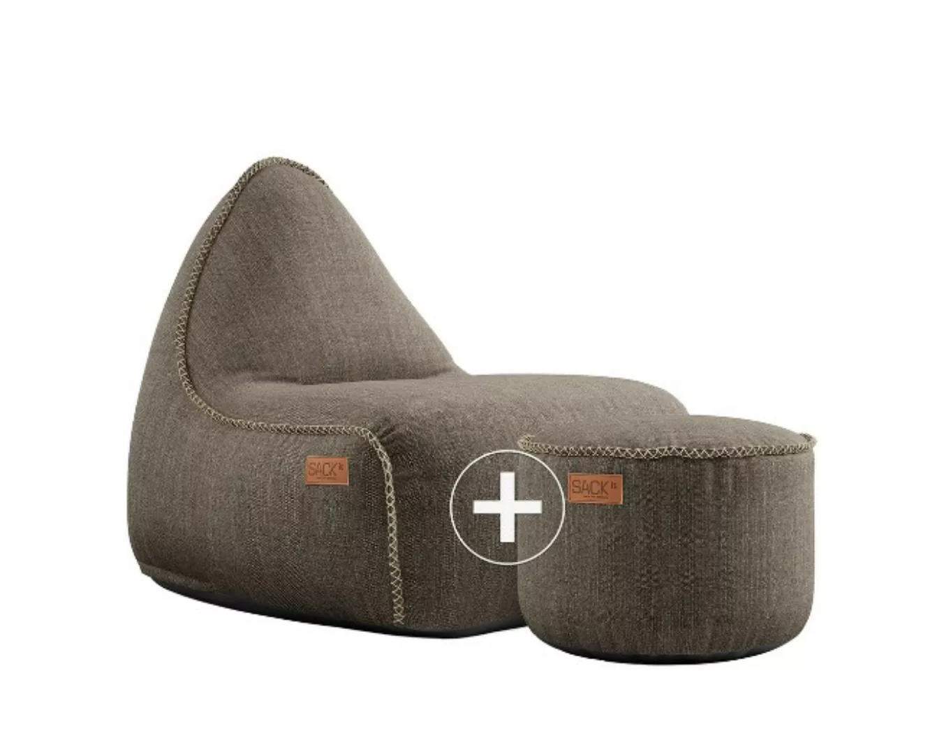 RETROit Cobana Outdoor Sitzsack Loungsessel mit Hocker – Sparset braun günstig online kaufen