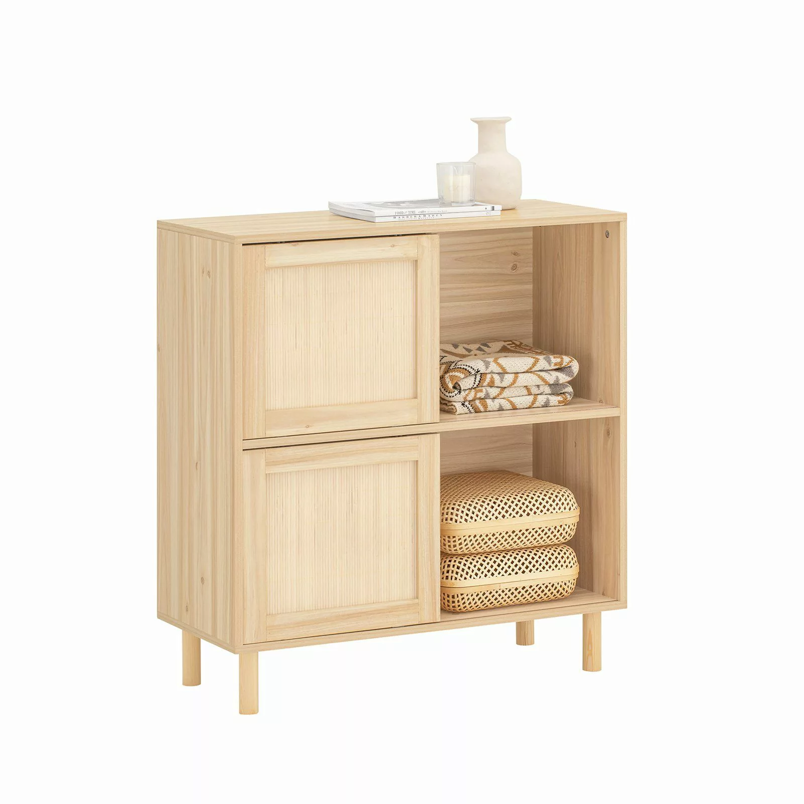 SoBuy Sideboard Kommode Küchenschrank Flurschrank Lowboard Natur FSB87-N günstig online kaufen