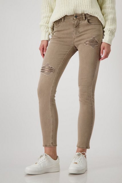 Monari 2-in-1-Hose Destroyed Jeans mit Pailletten milk chocolate günstig online kaufen