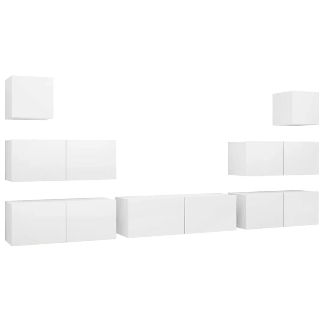 7-tlg. Tv-schrank-set Weiß Spanplatte günstig online kaufen