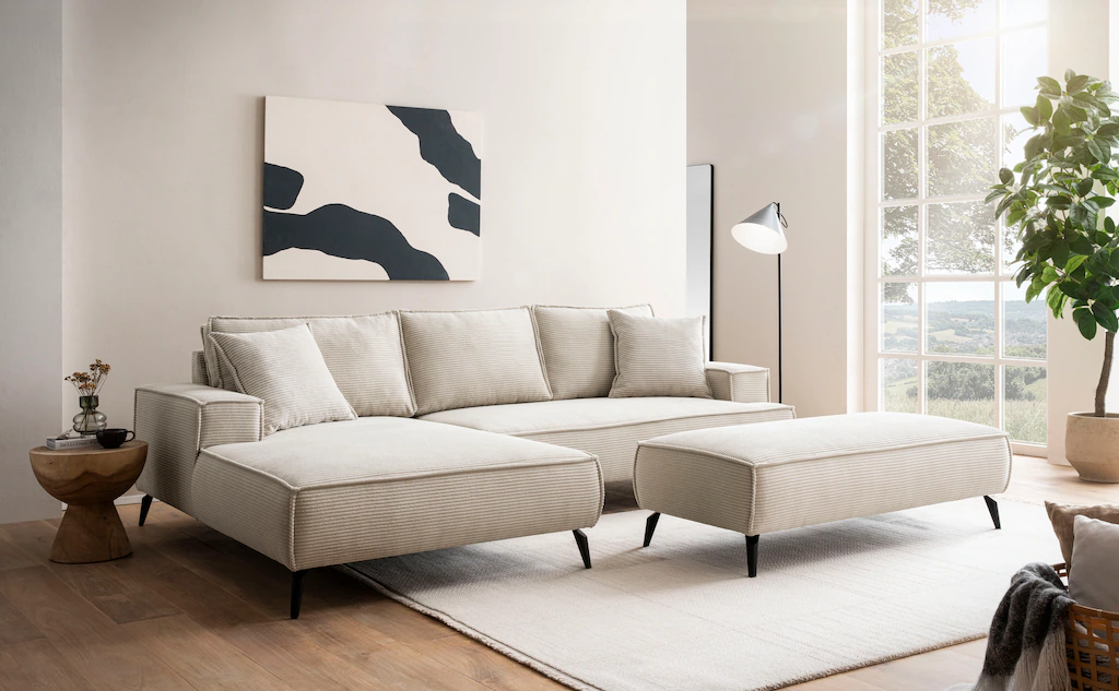 andas Sitzgruppe "TVINNU, Polsterecke mit Hocker, L-Form, Sofa in Cord", (S günstig online kaufen