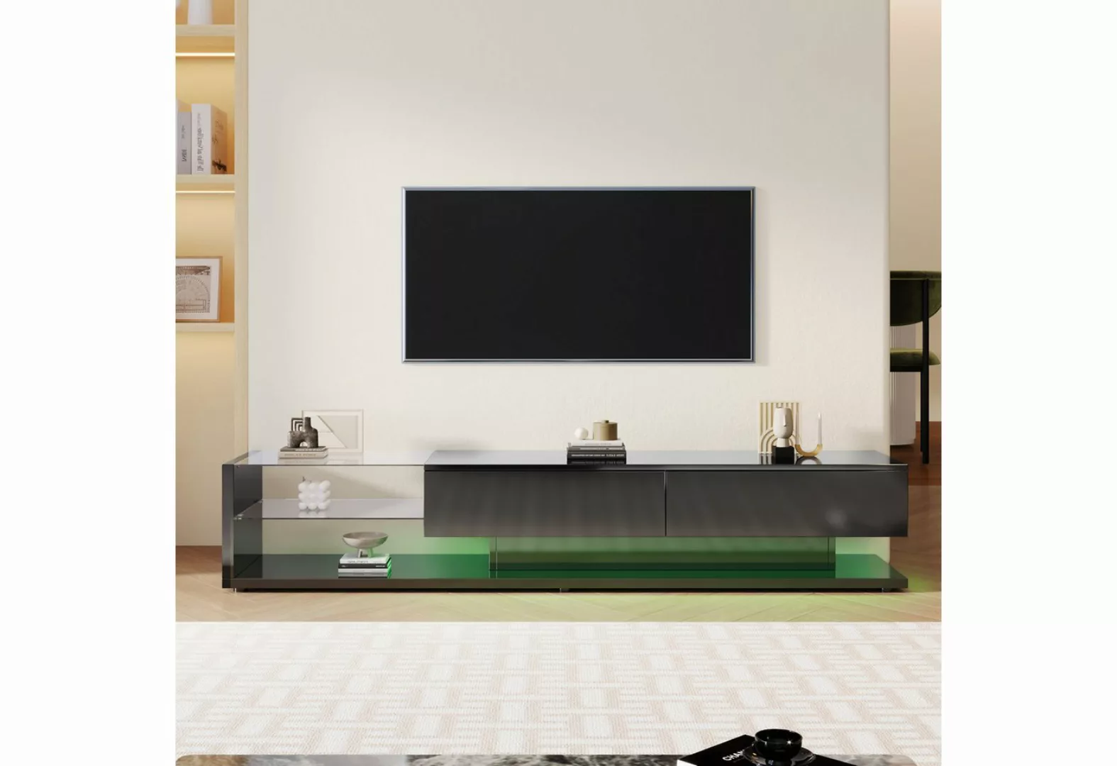 IDEASY TV-Schrank TV-Schrank, Glastrennwand, variable LED-Beleuchtung, Schw günstig online kaufen