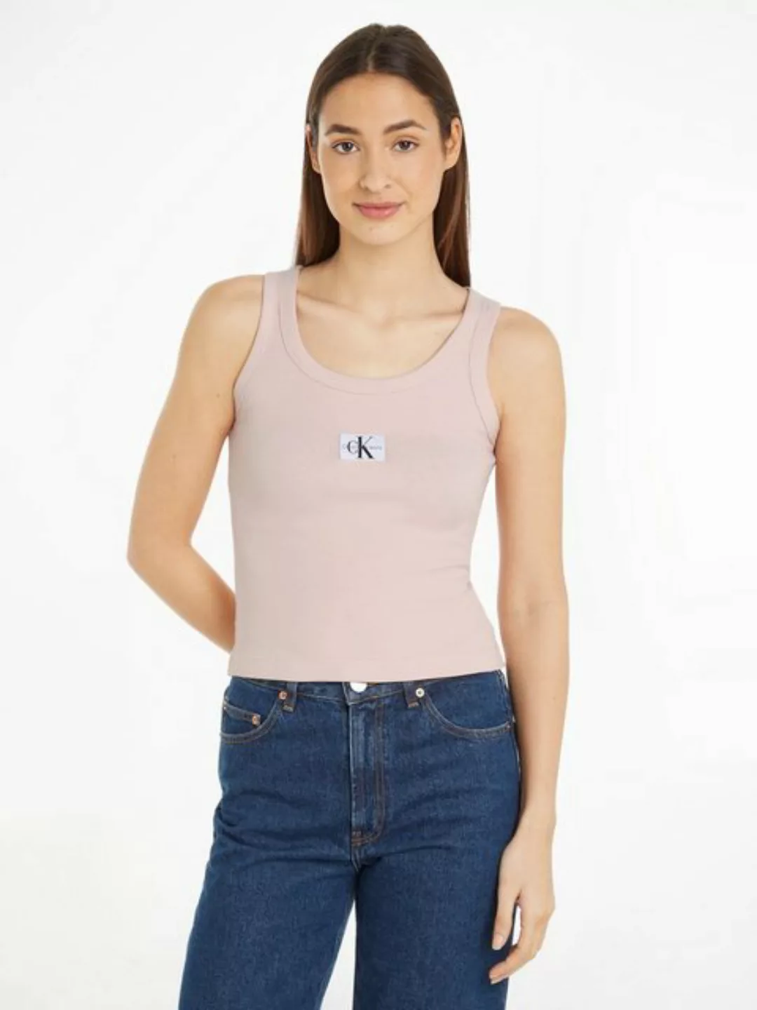 Calvin Klein Jeans Tanktop WOVEN LABEL RIB TANK TOP mit Logomarkenlabel günstig online kaufen