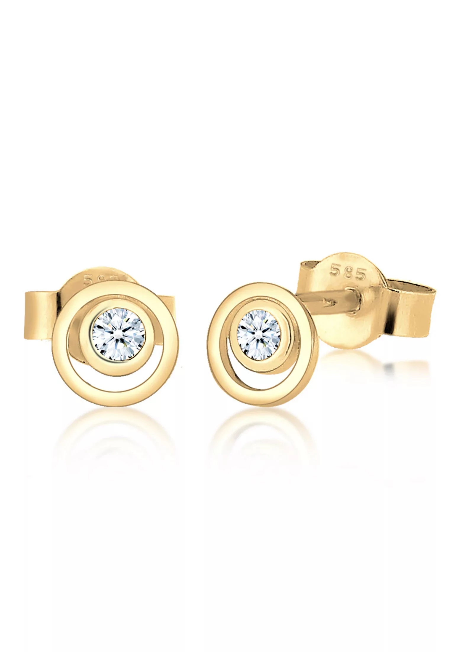 Elli DIAMONDS Paar Ohrstecker "Kreis Layer Diamant Hochwertig 585 Gelbgold" günstig online kaufen