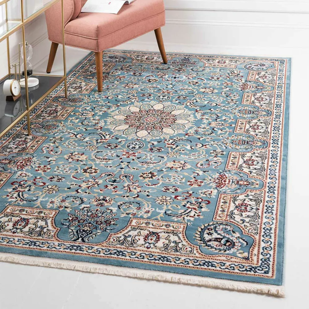 Teppich mit Orient Muster150x245 cm in Blau Cremefarben günstig online kaufen