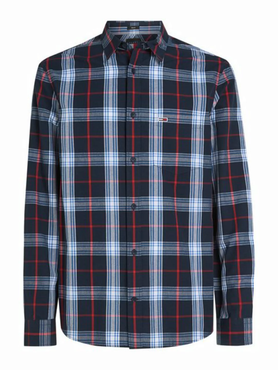 Tommy Jeans Langarmhemd TJM REG POPLIN CHECK SHIRT mit Logostickerei günstig online kaufen