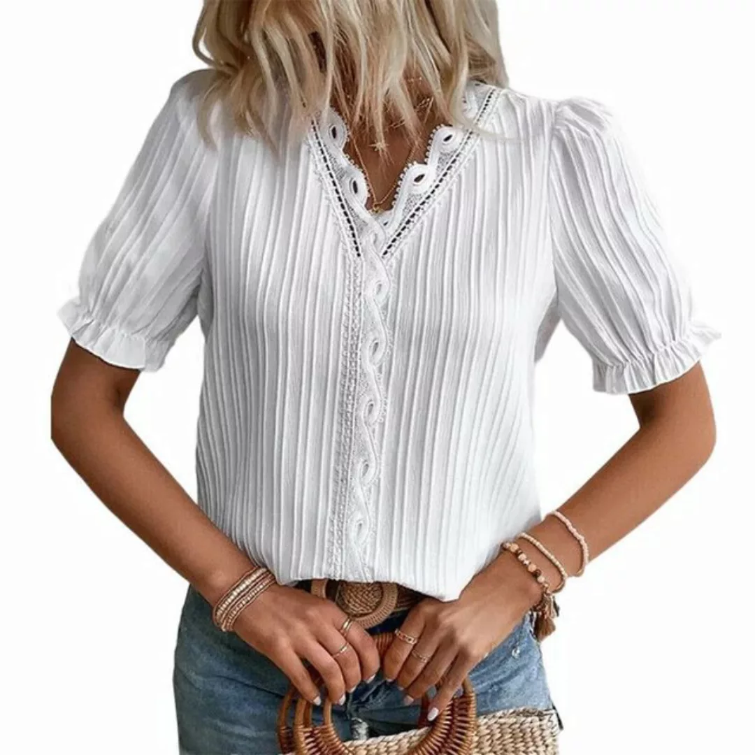 Cupshe Spitzentop Spitzen Top mit Bubble Ärmeln V-Ausschnitt, Spitze,Blasen günstig online kaufen