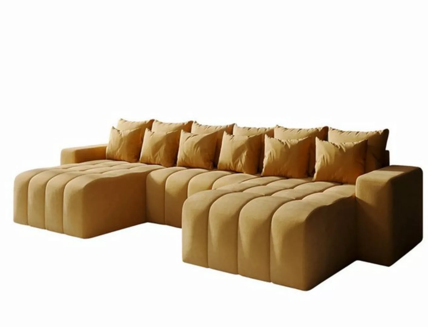 DB-Möbel Ecksofa BATTUMI-U - Eckcouch mit Schlaffunktion, 370 cm breit. Gel günstig online kaufen