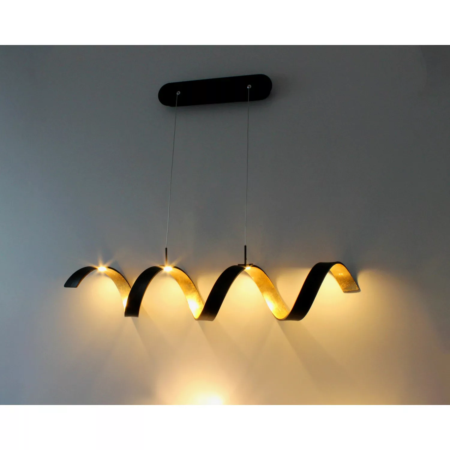 Luce Design LED-Pendelleuchte Helix Schwarz-Gold 120 x 80 x 13,5 cm günstig online kaufen