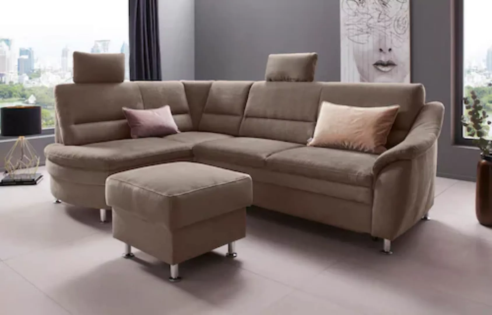 Places of Style Ecksofa Cardoso L-Form, Federkern, wahlweise mit Bett, Schu günstig online kaufen