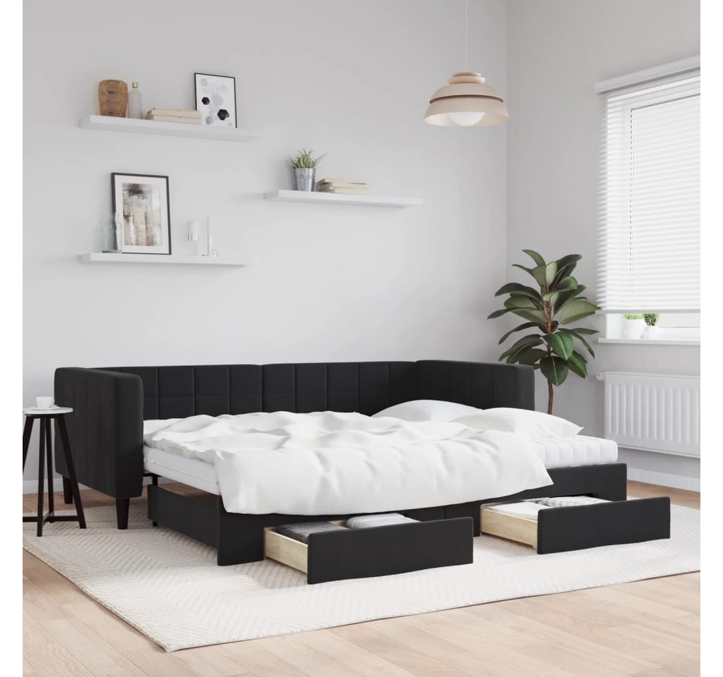 vidaXL Gästebett Gästebett Tagesbett Ausziehbar mit Schubladen Schwarz 90x1 günstig online kaufen