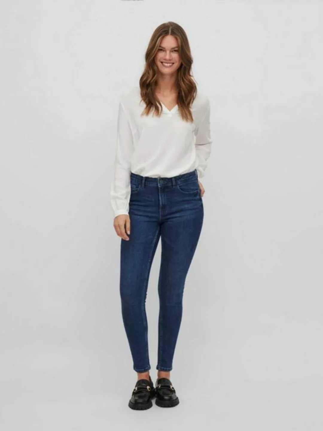VILA Mid Waist Skinny Fit Jeans Damen Blau günstig online kaufen