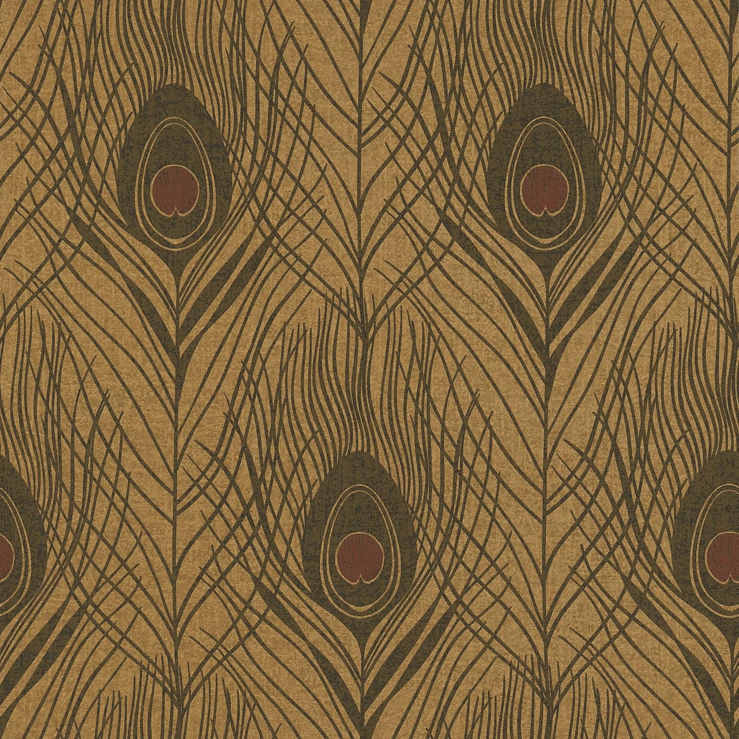 PROFHOME 369718-GU Natur Tapete Federn Matt Braun Gelb Schwarz 0,53 m x 10, günstig online kaufen