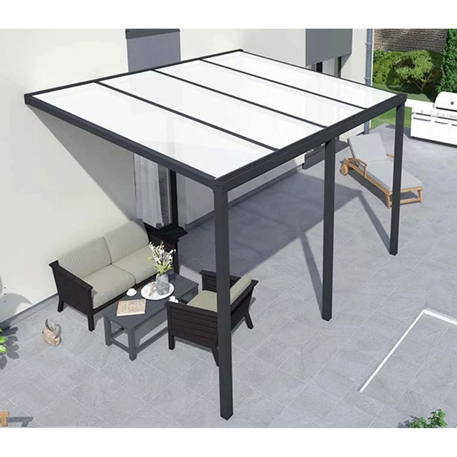 Terrassenüberdachung 4 m x 3 m Anthrazit Glanz PC Opal günstig online kaufen