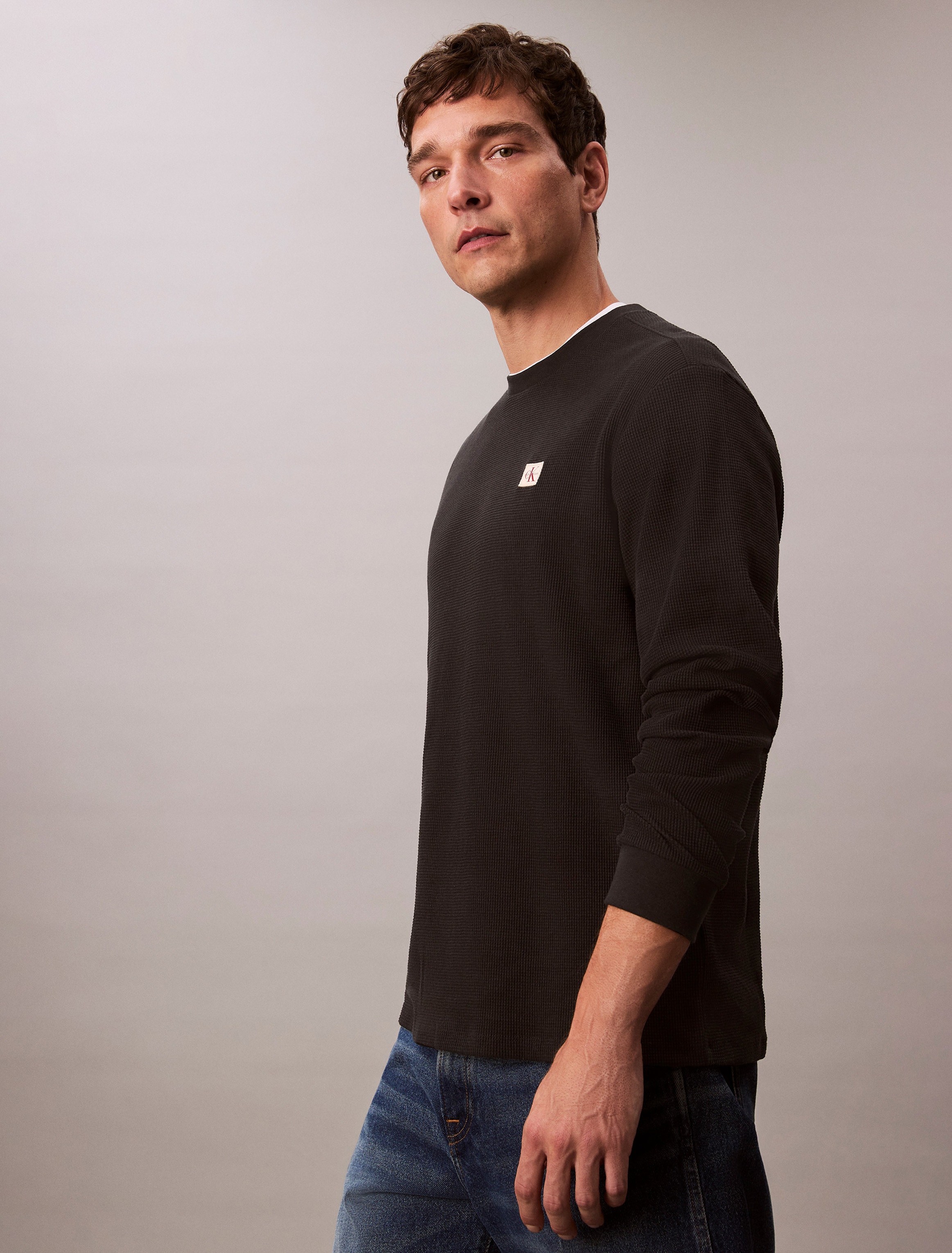 Calvin Klein Jeans Langarmshirt "LS WAFFLE BADGE CREWNK TEE", Mit Rundhalsa günstig online kaufen