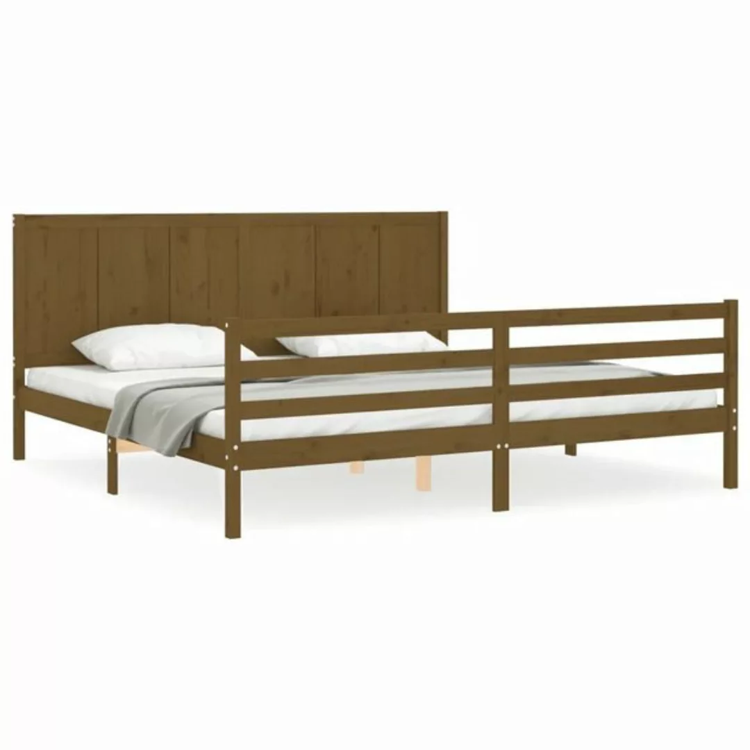 furnicato Bett Massivholzbett mit Kopfteil Honigbraun 200x200 cm günstig online kaufen