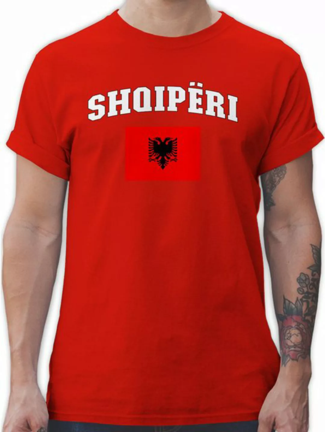 Shirtracer T-Shirt Albanien Schriftzug mit Flagge, Albanisch, Shqipëri, Alb günstig online kaufen