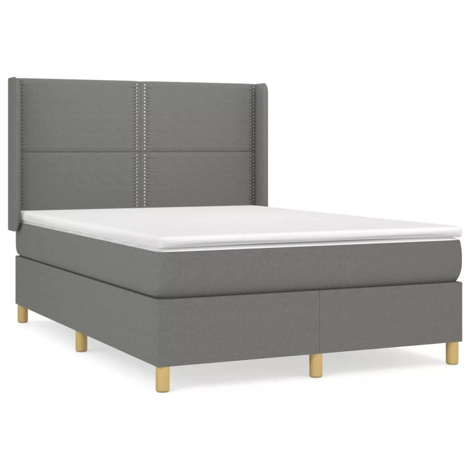 vidaXL Boxspringbett Boxspringbett mit Matratze Dunkelgrau 140x200 cm Stoff günstig online kaufen