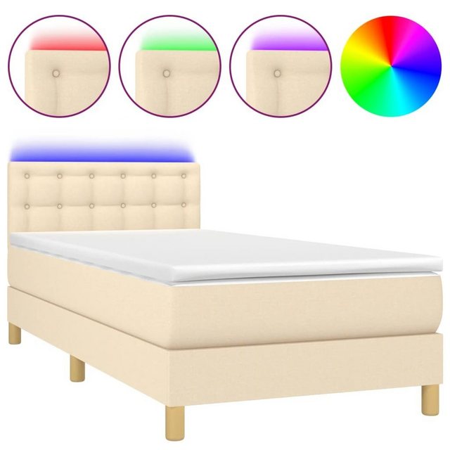 vidaXL Boxspringbett Boxspringbett mit Matratze LED Creme 80x200 cm Stoff B günstig online kaufen