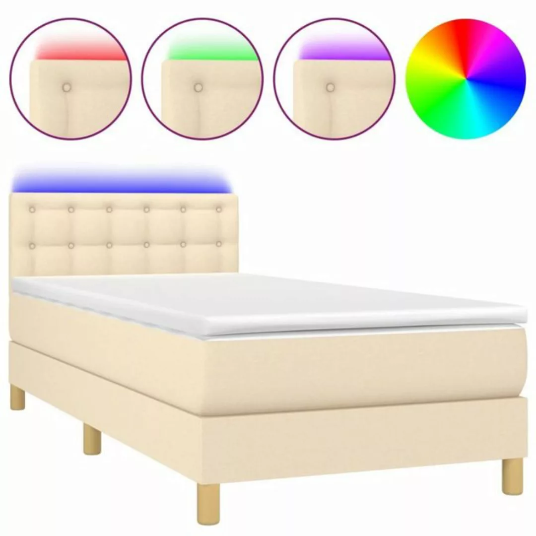 vidaXL Boxspringbett Boxspringbett mit Matratze LED Creme 80x200 cm Stoff B günstig online kaufen