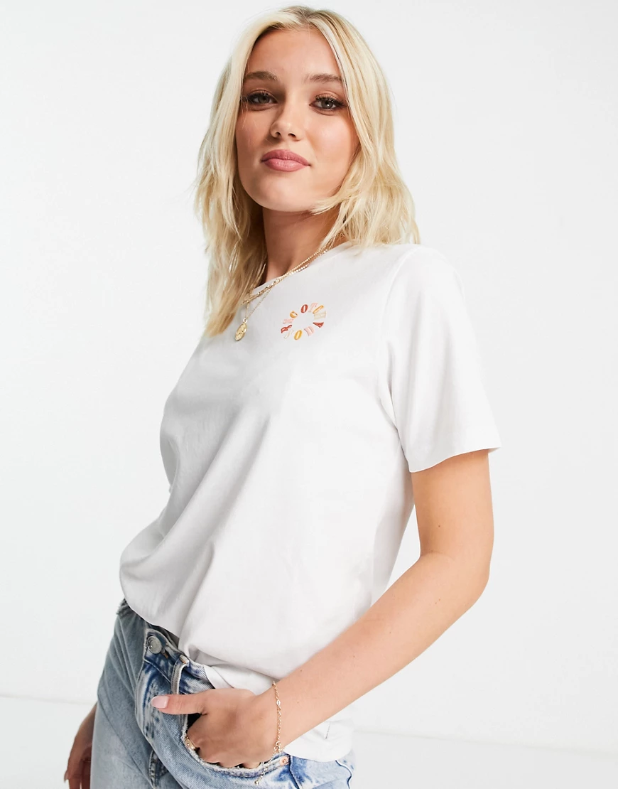 Maison Scotch – T-Shirt aus Bio-Baumwolle in Weiß mit Logo günstig online kaufen