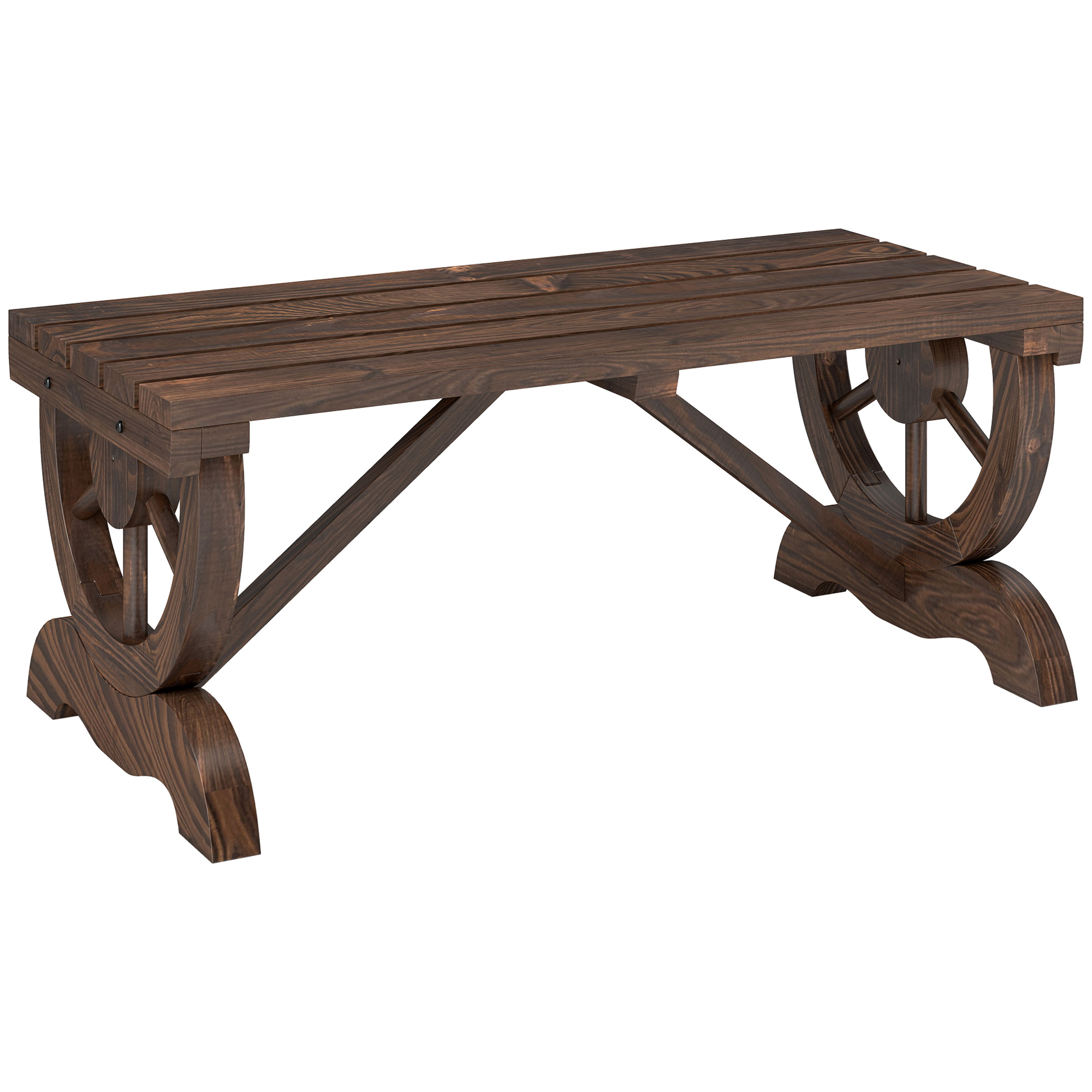 Outsunny Gartenbank Holz wetterfest 98 x 50 x 39,5 cm, rustikale Sitzbank f günstig online kaufen