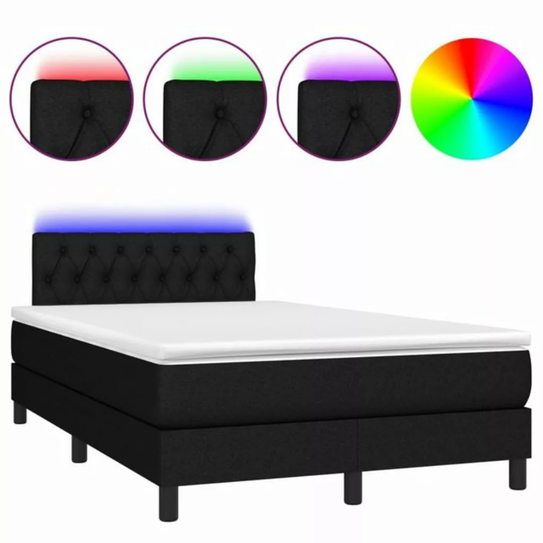 vidaXL Bettgestell Boxspringbett mit Matratze LED Schwarz 120x200 cm Stoff günstig online kaufen