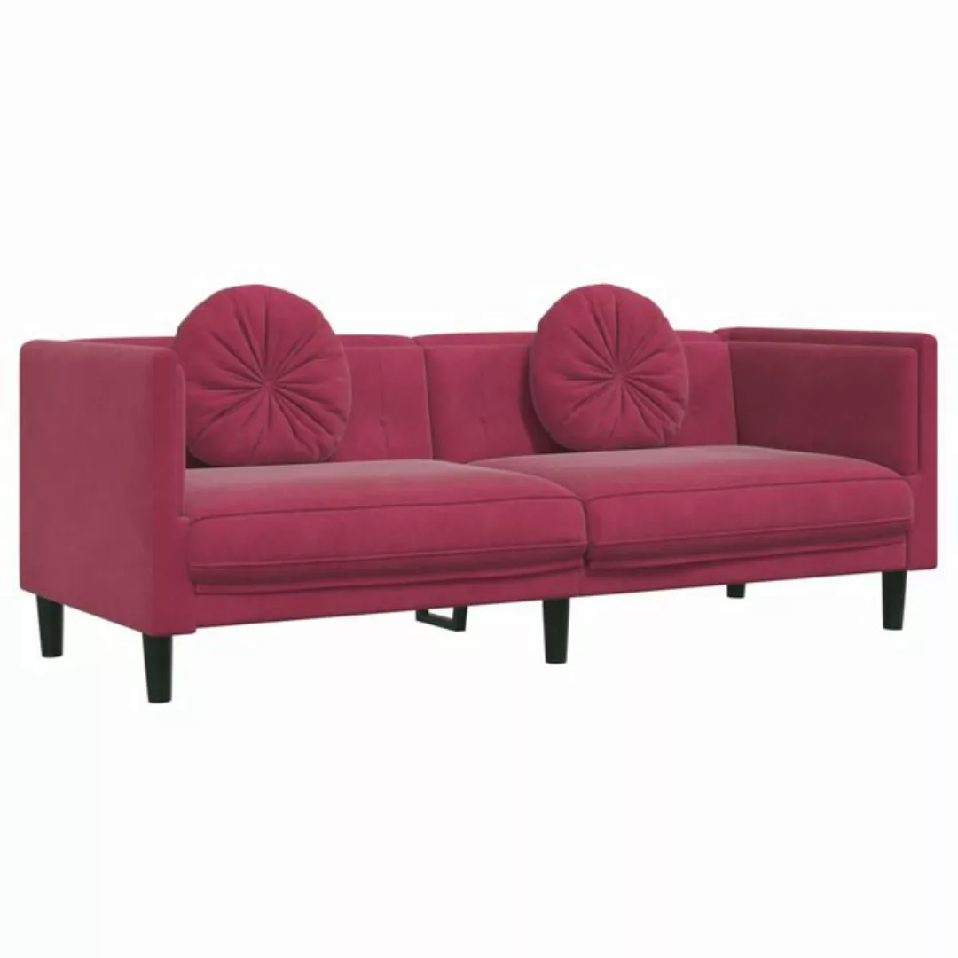 vidaXL Sofa, mit Kissen 3-Sitzer Weinrot Samt günstig online kaufen