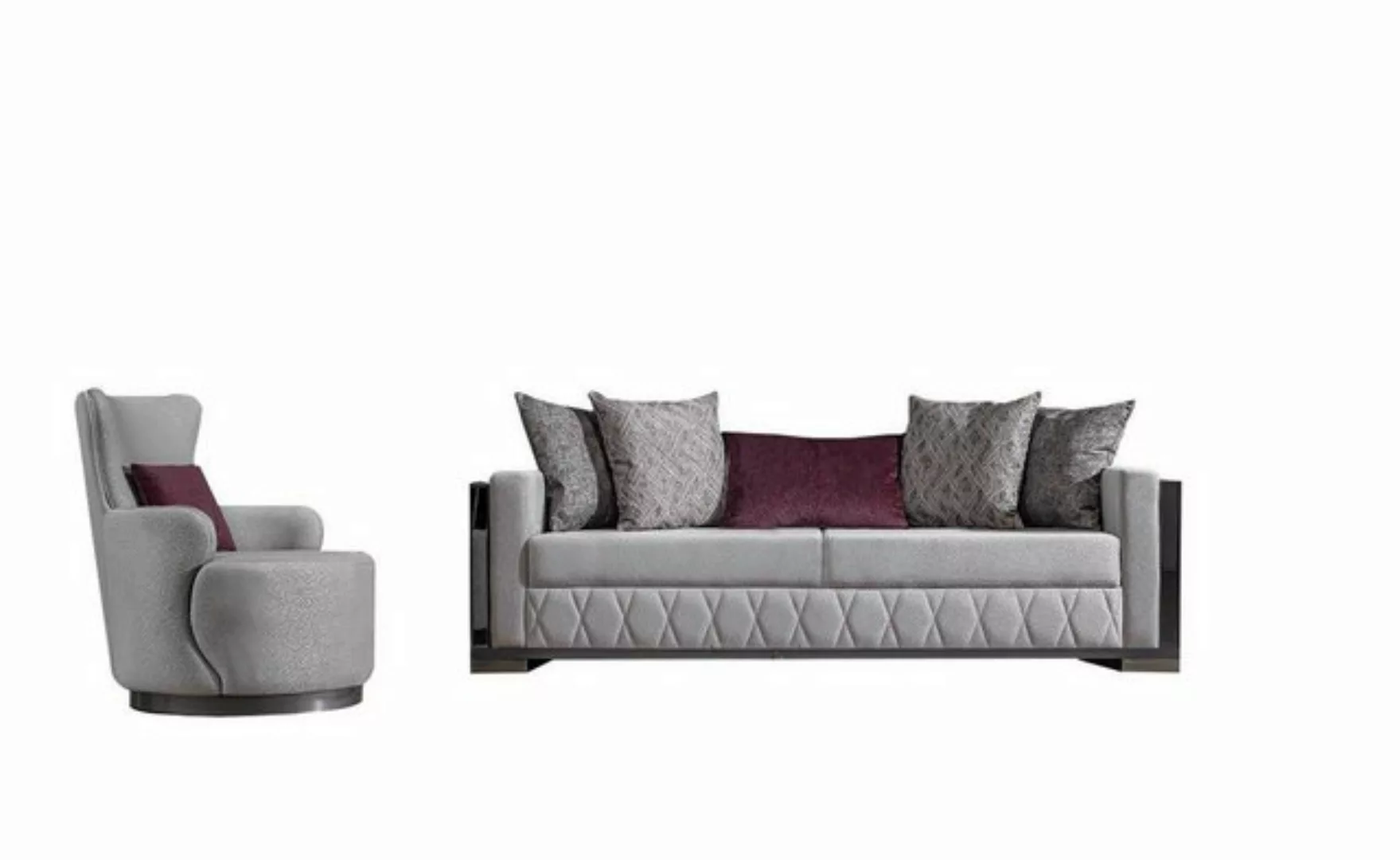 Xlmoebel Sofa Elegante Sitzgruppe Sofa Set Sofas Stühle 3+1 Platz Textil St günstig online kaufen