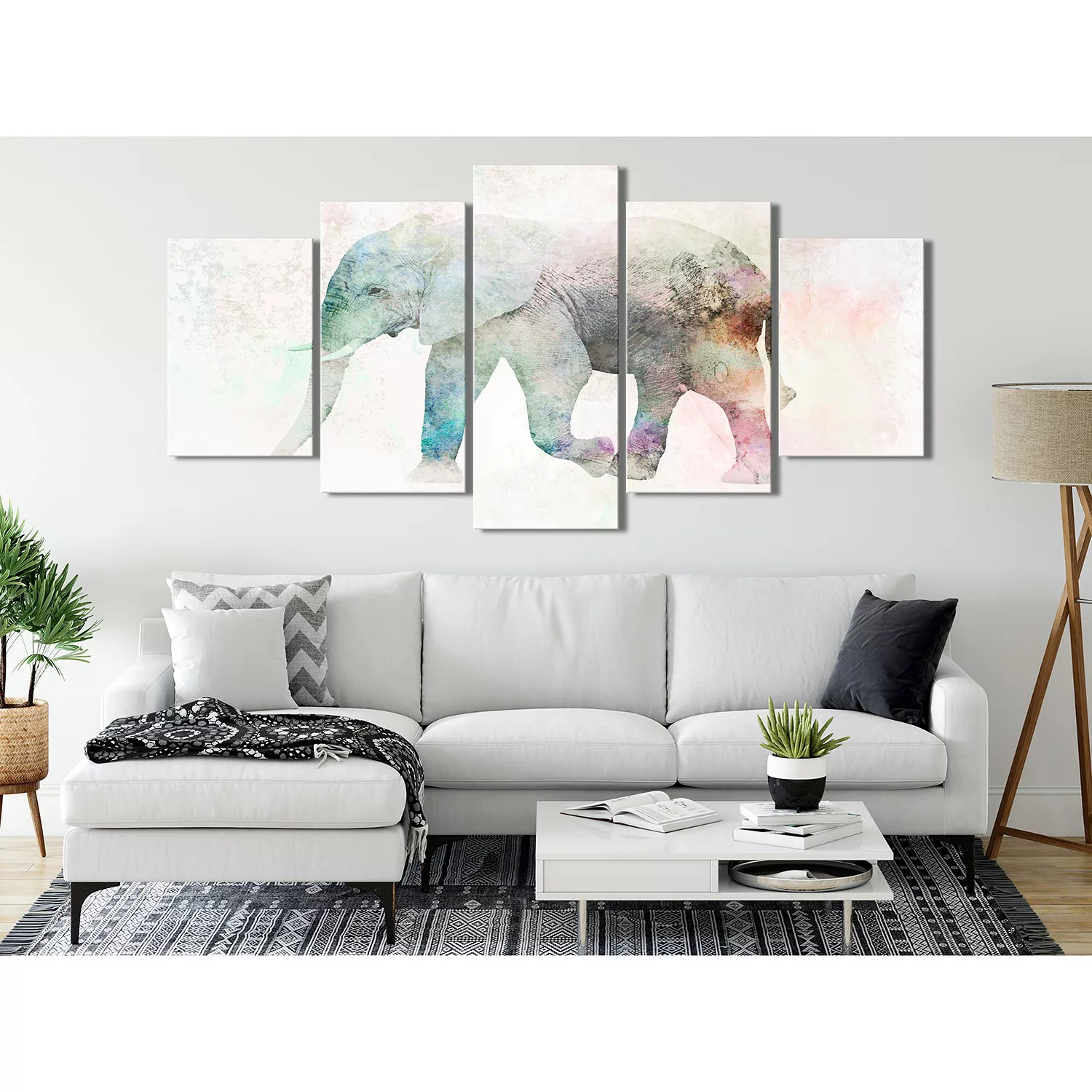 Wandbild - Painted Elephant (5 Parts) Wide günstig online kaufen