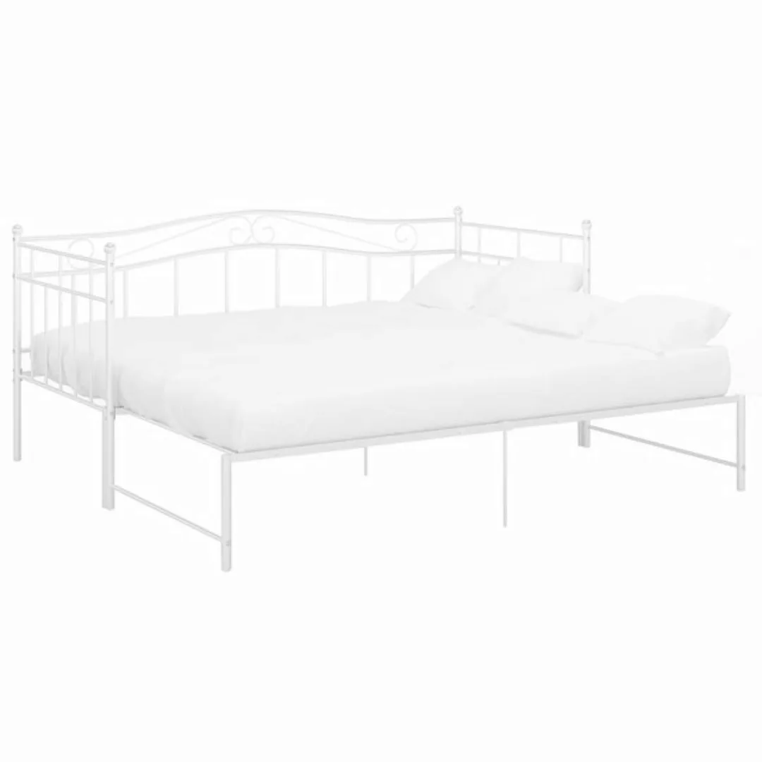 vidaXL Gästebett Ausziehsofa Bettgestell Weiß Metall 90x200 cm Einzelbett B günstig online kaufen