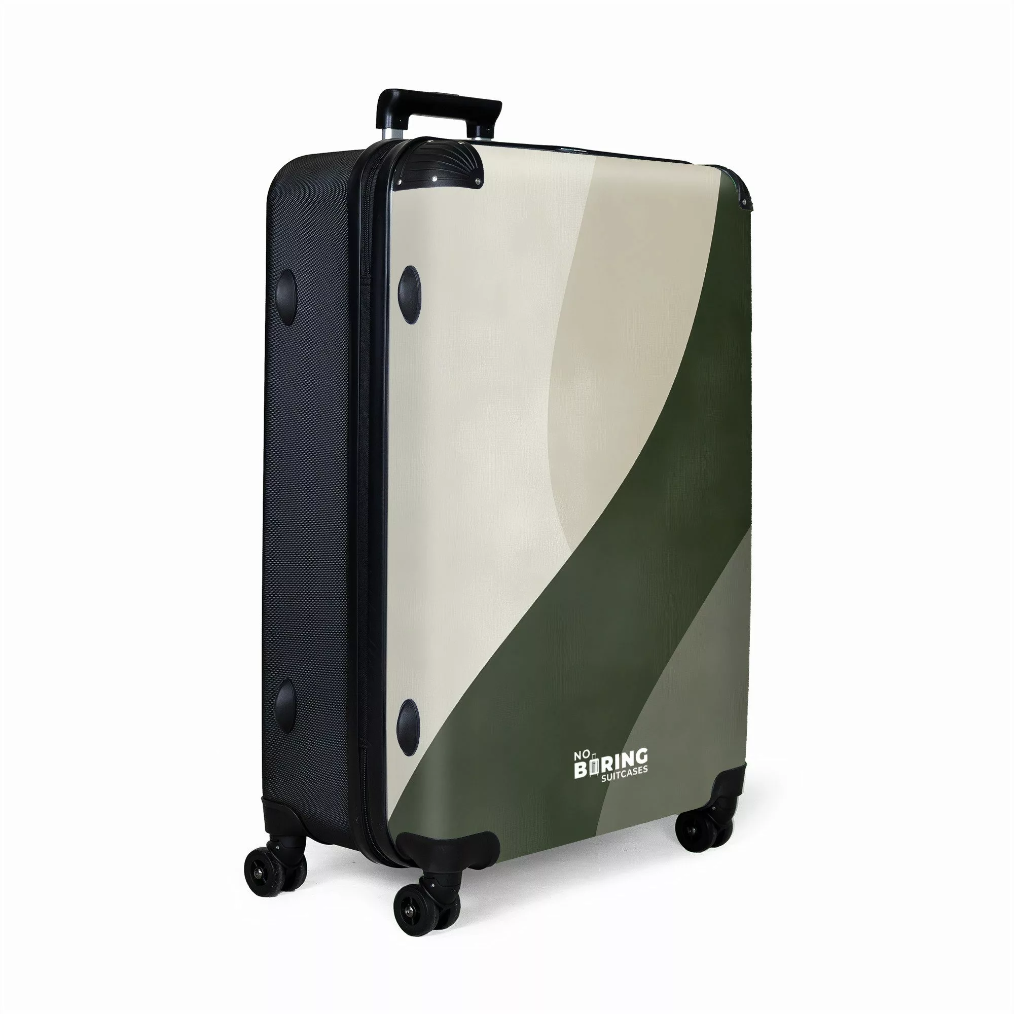 NoBoringSuitcases.com© Hartschalen-Trolley Abstrakte Welle in Olivgrün günstig online kaufen